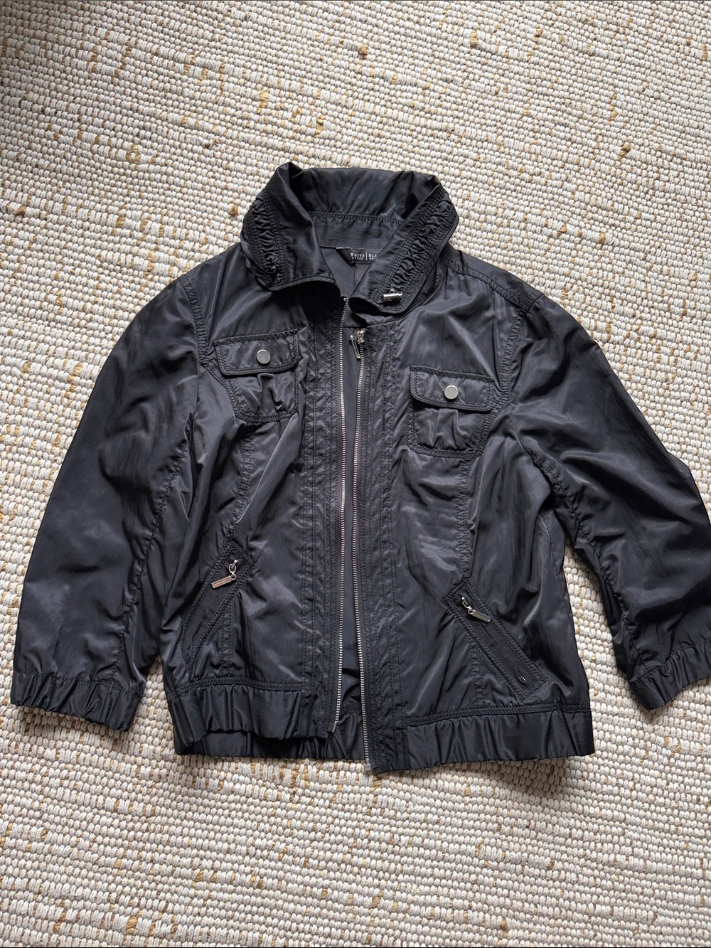 White House Black Market Black Zip-Front Utility Jacket